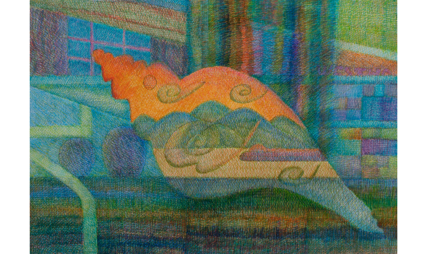 BOLOHO, PERFORMANCE No.7, 2023, collective painting, color gel pen on paper, 26 x 38 cm. Courtesy of the artists